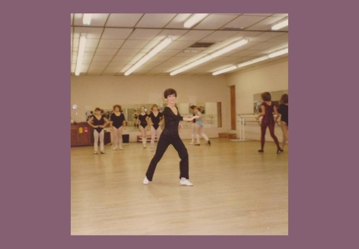 slide-3 Vintage photo of a dance instructor teaching a class at Miss Persis Studio