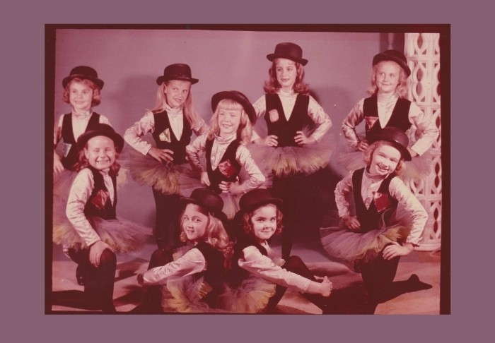slide-4 Vintage photo of young dancers in vest and tutu costumes posing at Miss Persis Studio