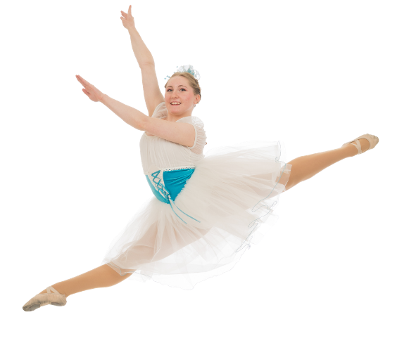 Young dancer leaping in costume at Miss Persis Studio of Dance